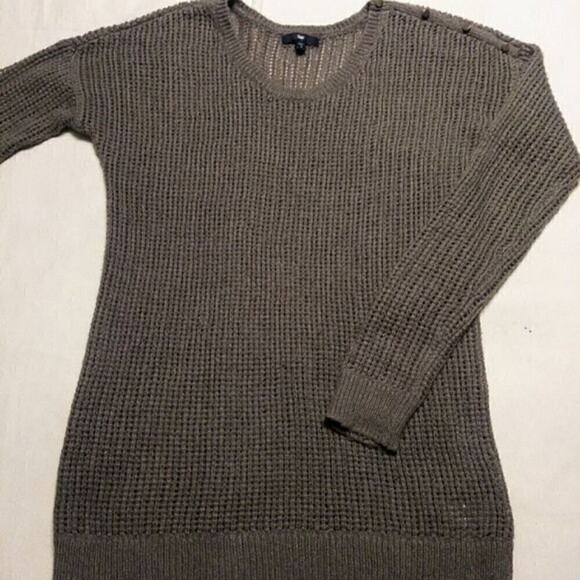 Gap Open Knit Scoop Neck Pullover Tunic Sweater Olive Green Small - Picture 7 of 11